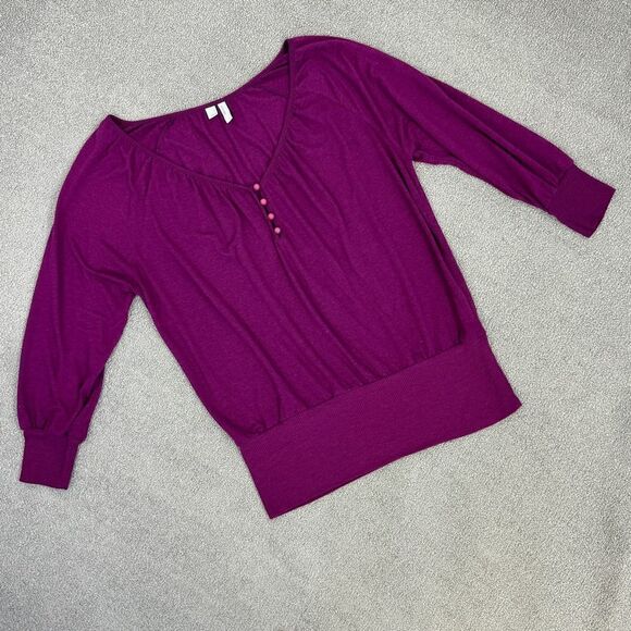 Old Navy Button V Neck Knit Top Shirt Purple Large - Picture 12 of 12